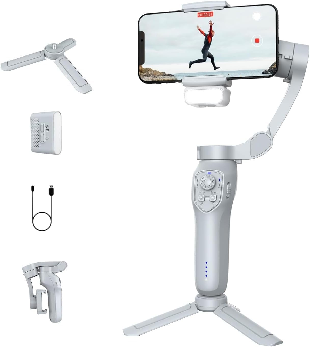 L7C Pro Gimbal, 3-Axis Phone Gimbal, Android and iPhone Gimbal, Vlogging Stabilizer YouTube and TikTok Videos, UAE Version with Official Warranty Support, Gimbal for mobile phones