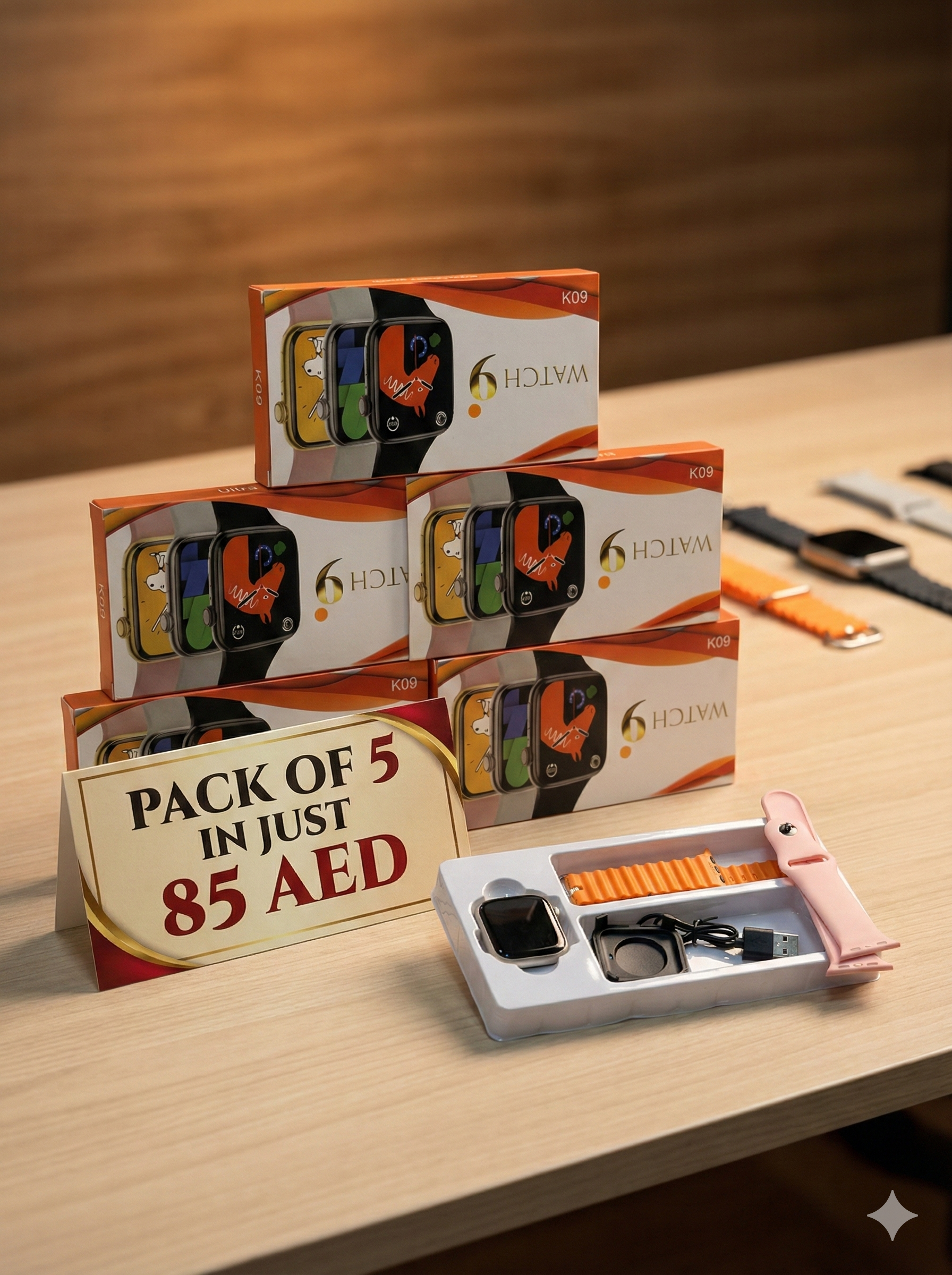 Ultra Smart Watch 9 K09 | Pack Of 5 In Just 85 AED